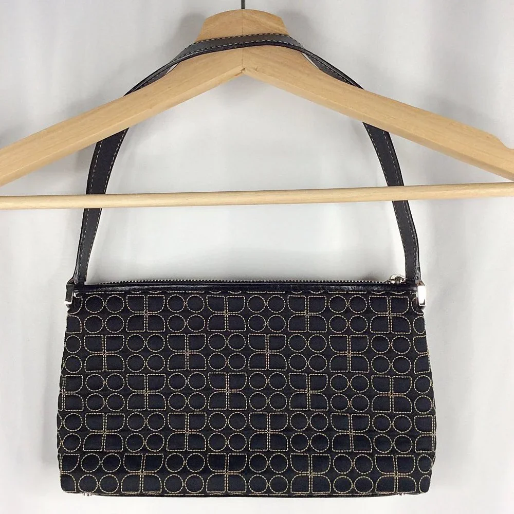 Kate Spade New‎ York Quilted Shoulder Bag Purse Black Pink Suede Lining